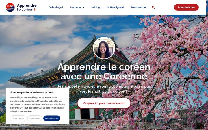 Screenshot of apprendrelecoreen.fr
