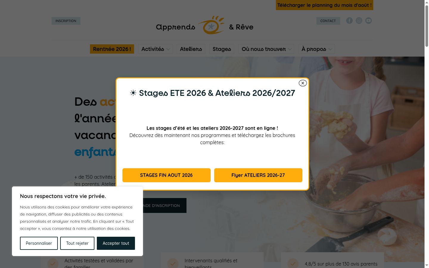 Screenshot del banner di consenso mostrato prima di qualsiasi interazione