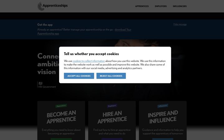 Screenshot of apprenticeships.gov.uk