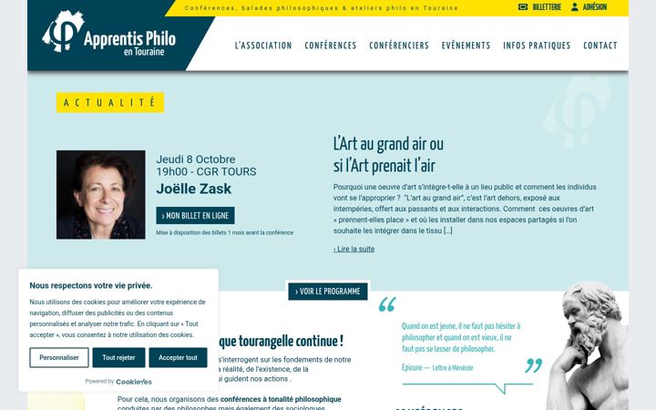Screenshot of apprentis-philo37.fr