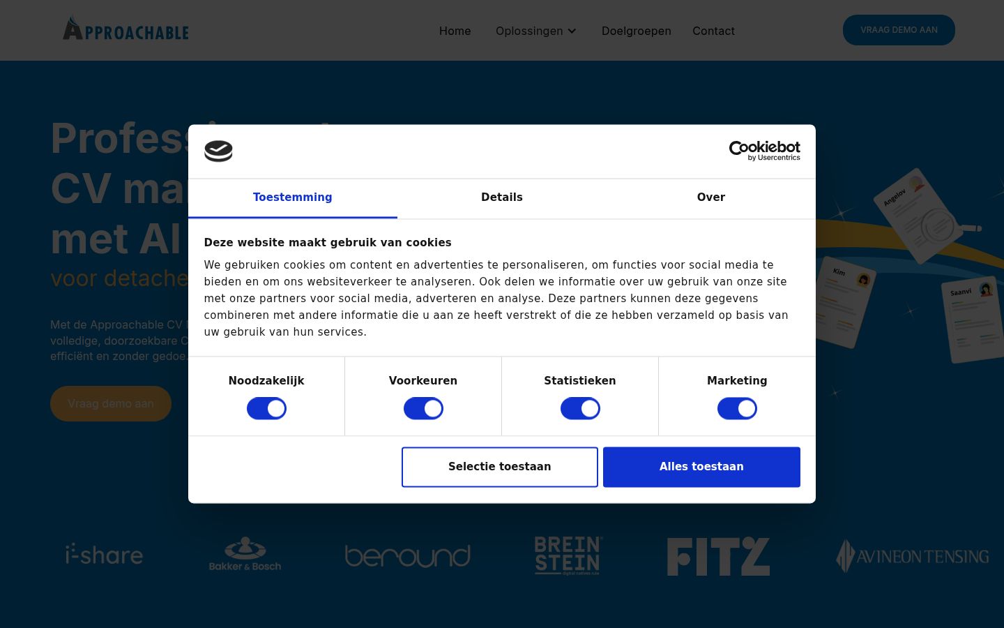 Screenshot of the consent banner shown before any interaction