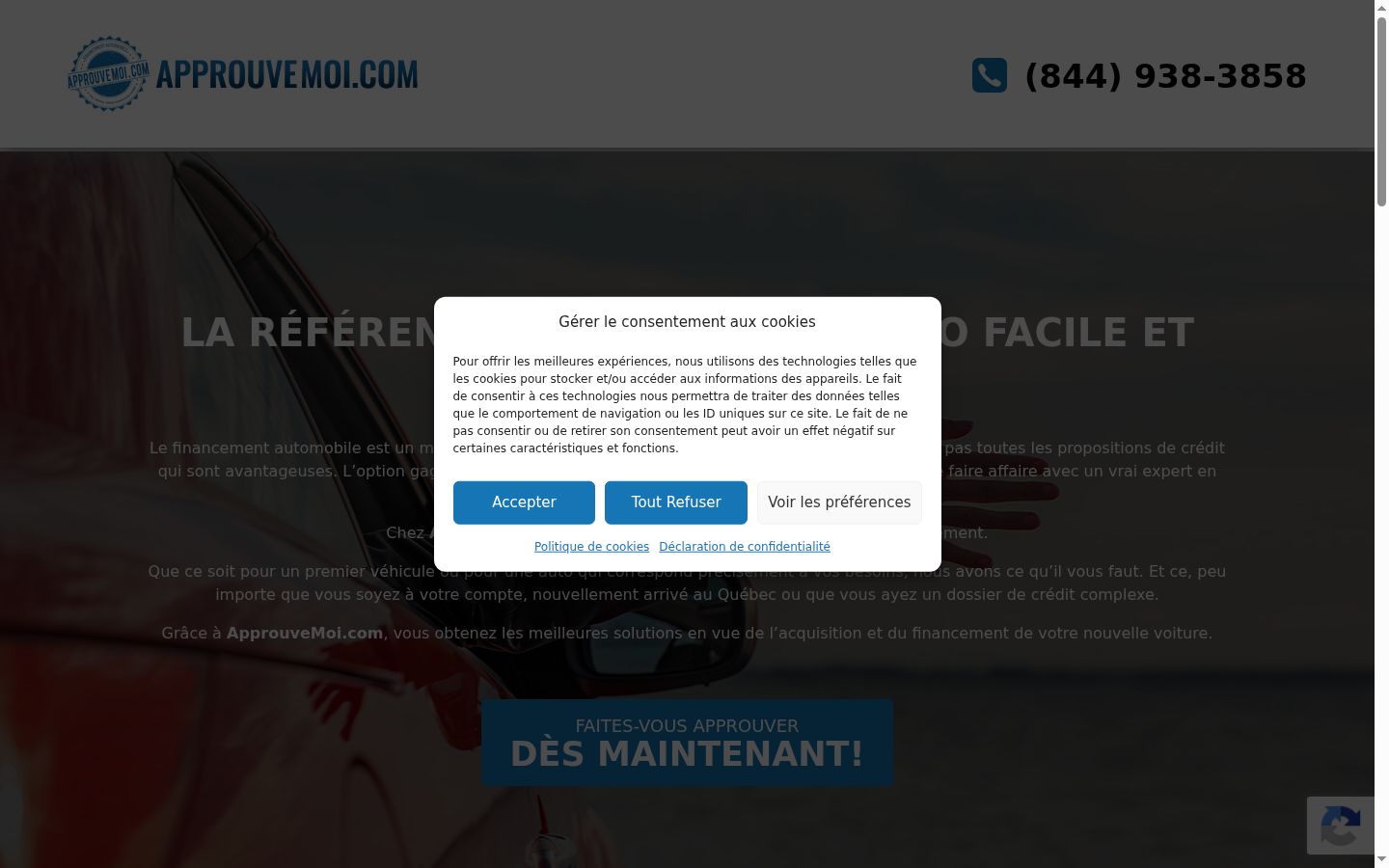 Screenshot of the consent banner shown before any interaction