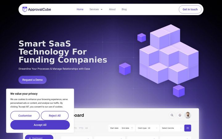 Kuvakaappaus sivustosta approvalcube.com