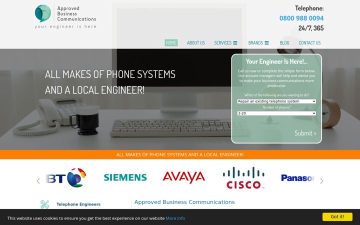 Screenshot of approvedbusinesscommunications.co.uk