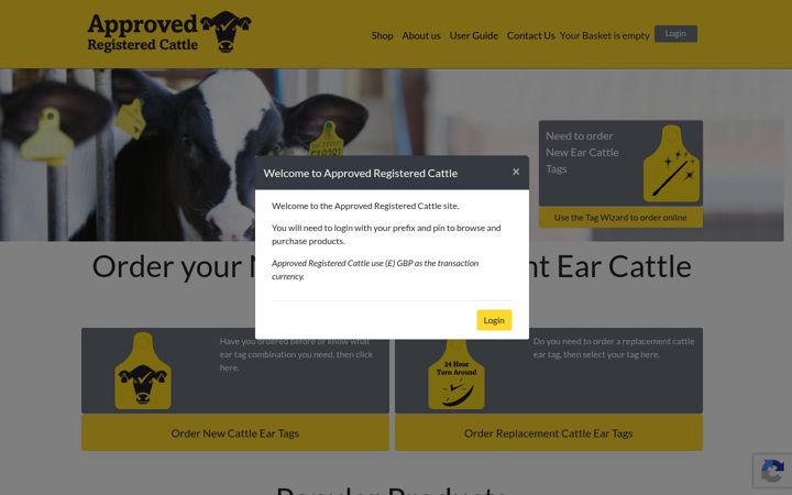 Screenshot of approvedregisteredcattle.com