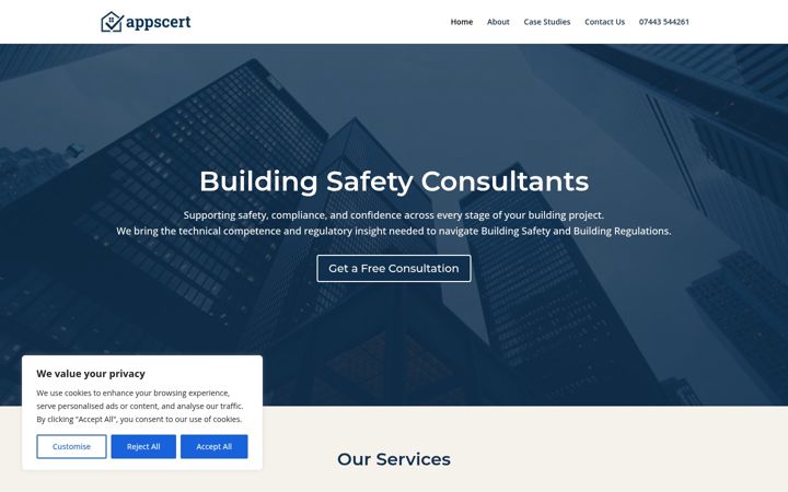 Screenshot of appscert.co.uk