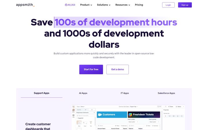 Screenshot of appsmith.com