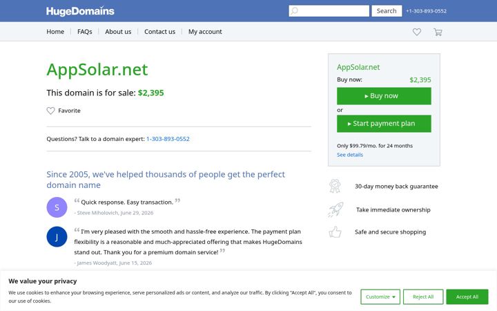 Screenshot of appsolar.net
