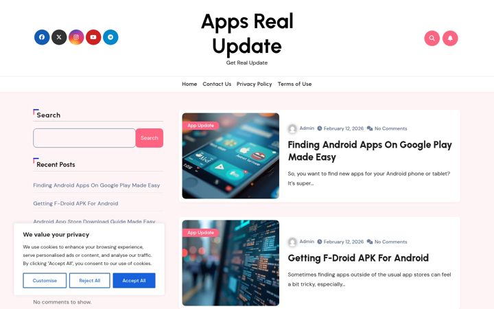 Screenshot of appsrealupdate.com