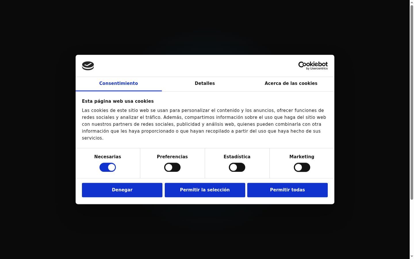 Captură de ecran a bannerului de consimțământ afișat înainte de orice interacțiune
