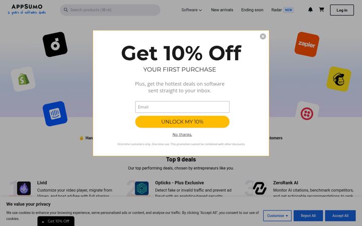 Screenshot of appsumo.com