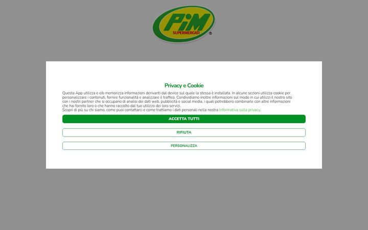 Screenshot of appsupermercatipim.it