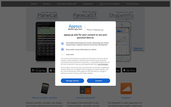 Snímek obrazovky appsys.jp
