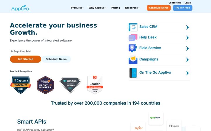 Screenshot von apptivo.com