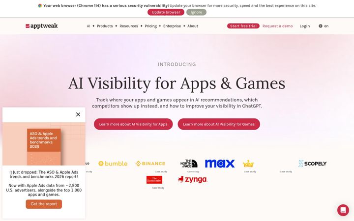 Екранна снимка на apptweak.com