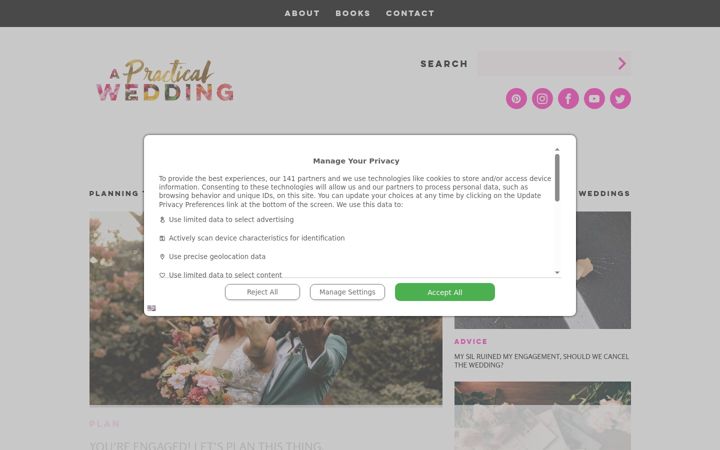Screenshot of apracticalwedding.com
