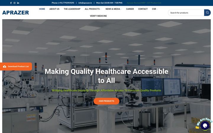 Screenshot of aprazerhealthcare.com
