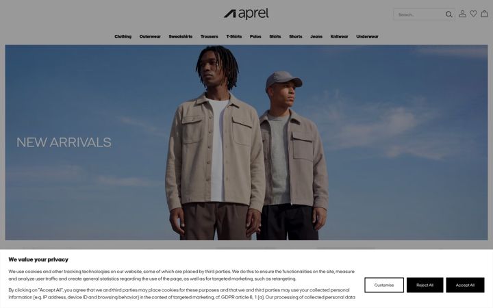 Screenshot of aprelclothing.com