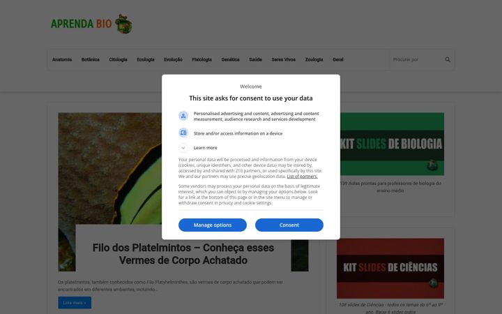 Screenshot of aprenda.bio.br