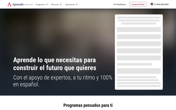 Screenshot of aprende.com