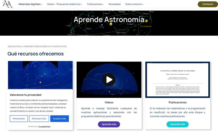 Screenshot di aprendeastronomia.com