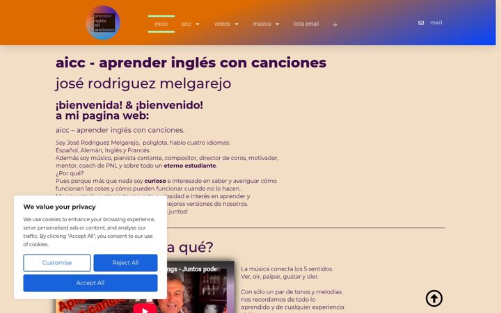 Screenshot of aprenderinglesconcanciones.com