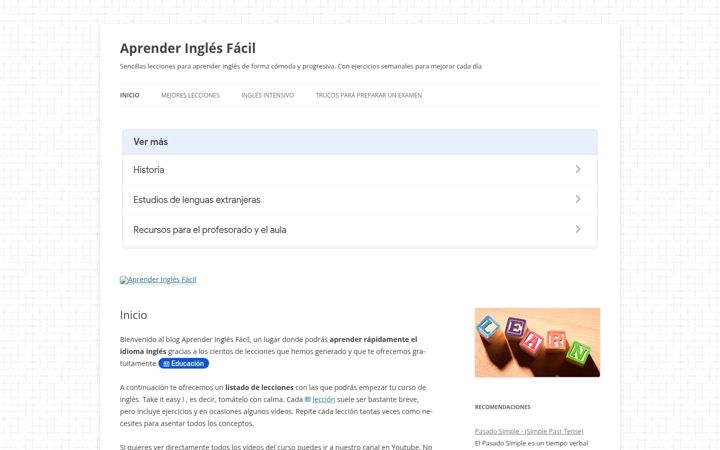 Ekraanipilt saidist aprenderinglesfacil.es