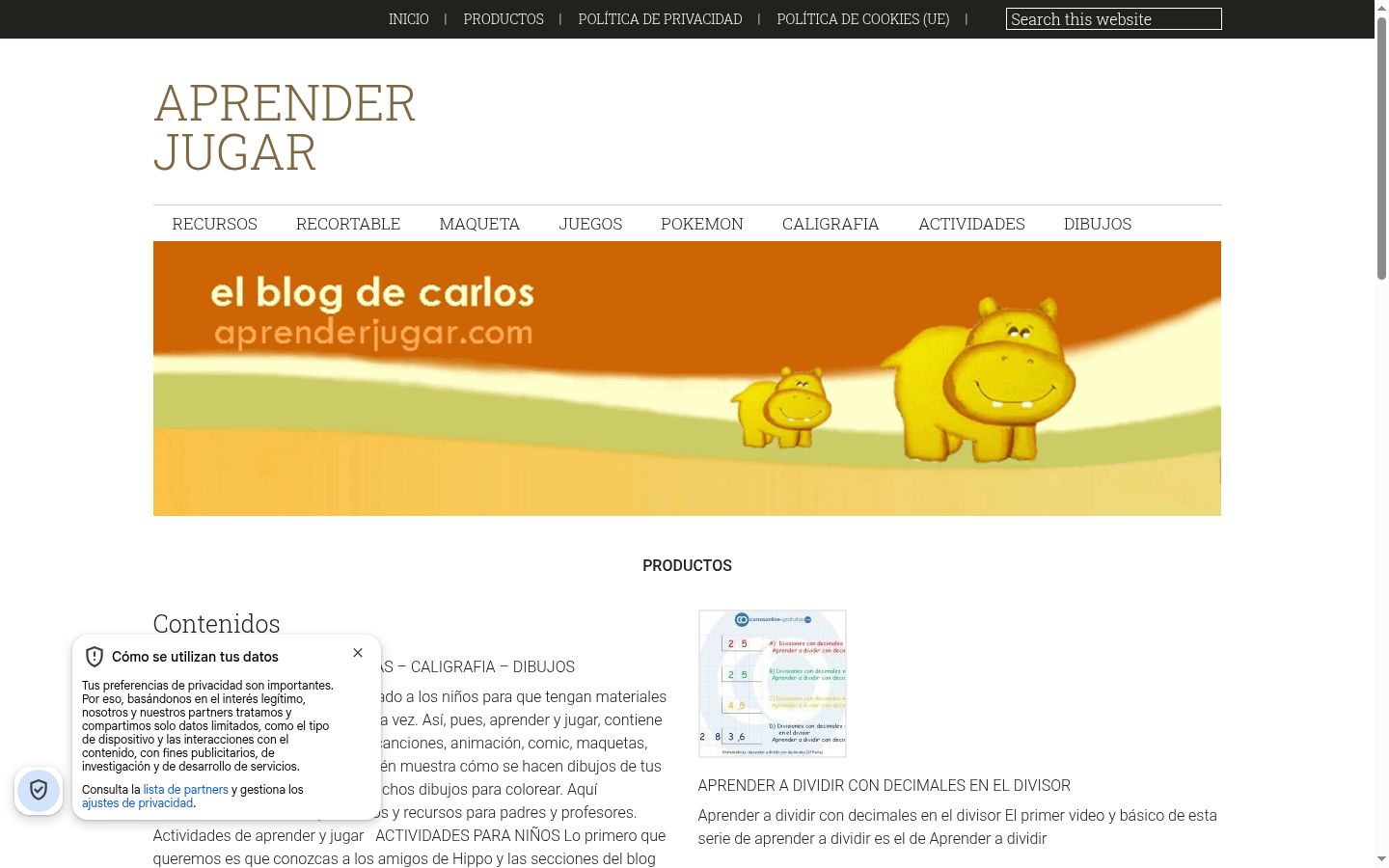 Screenshot of the consent banner shown before any interaction