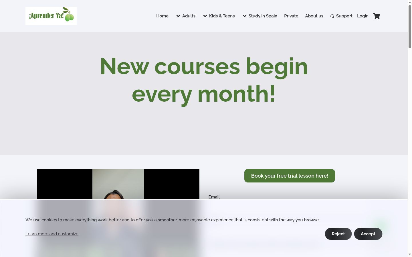 Screenshot of the consent banner shown before any interaction