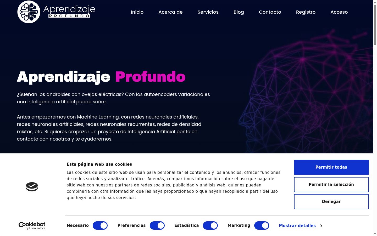 Screenshot del banner di consenso mostrato prima di qualsiasi interazione