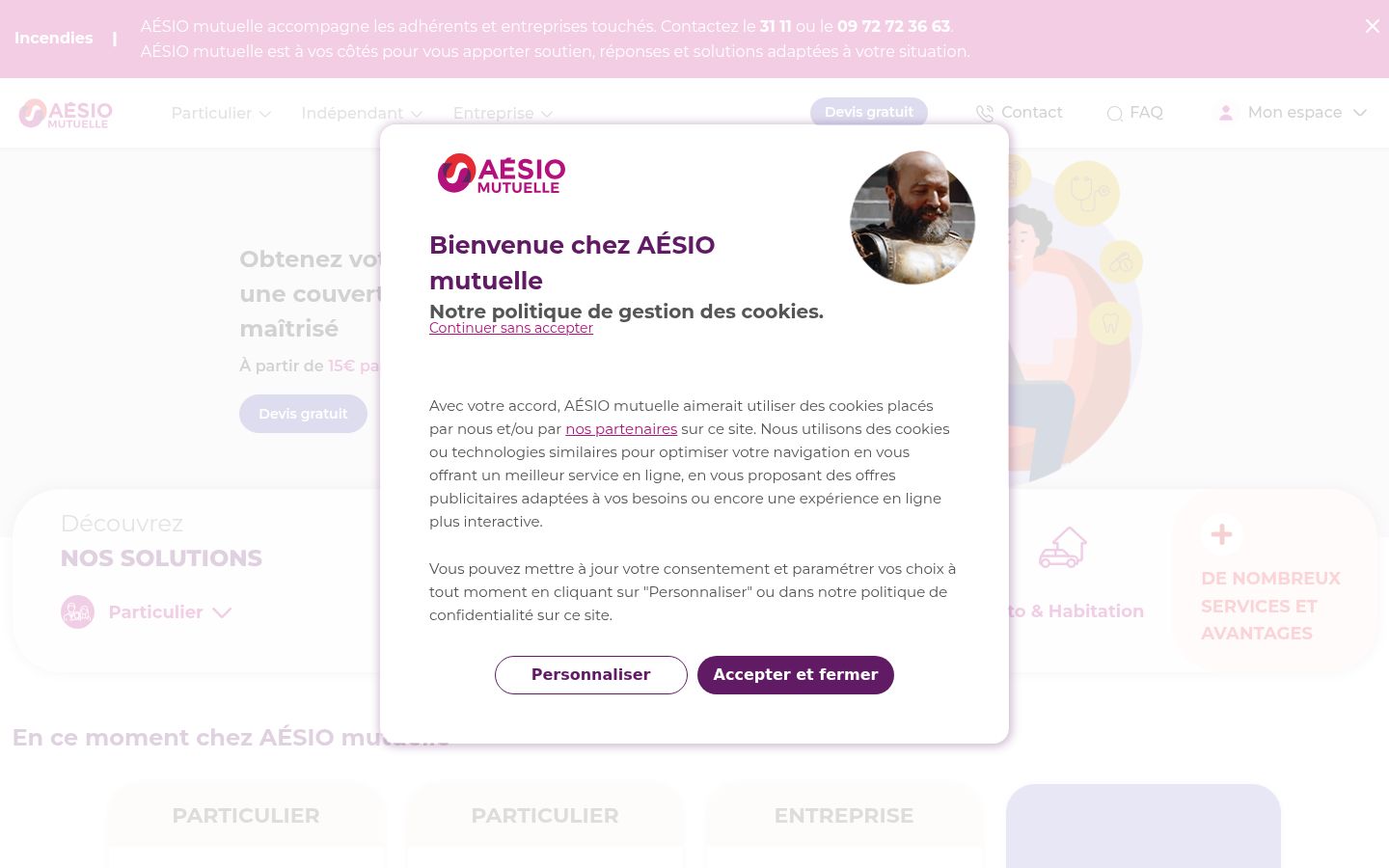 Screenshot del banner di consenso mostrato prima di qualsiasi interazione