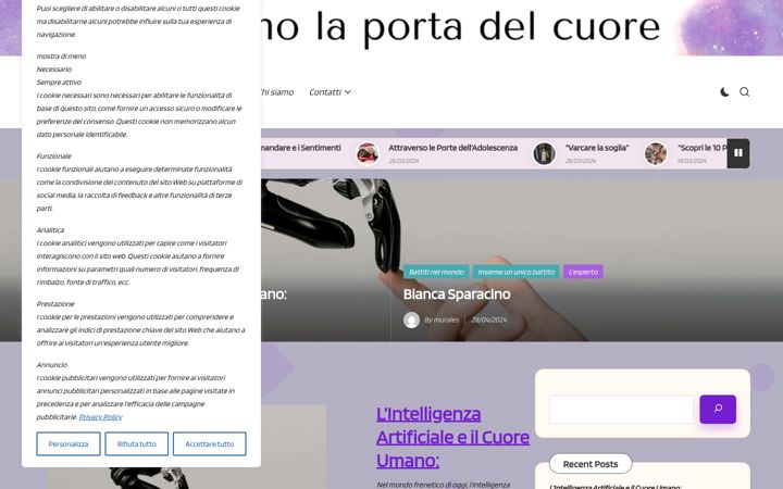 Screenshot of apriamolaportadelcuore.it