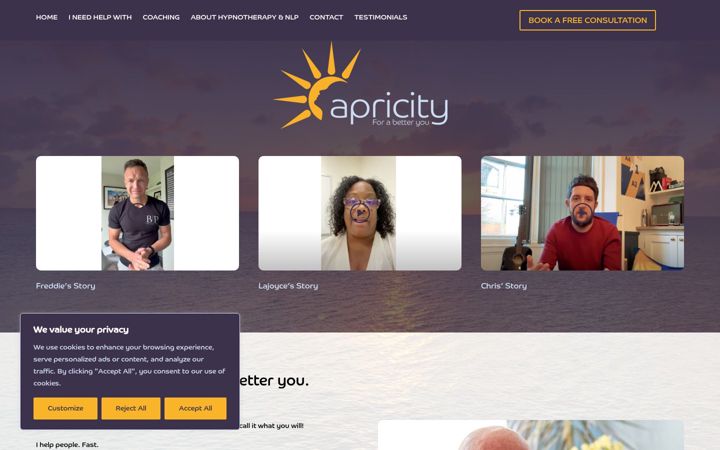 Screenshot of apricitycoaching.co.uk