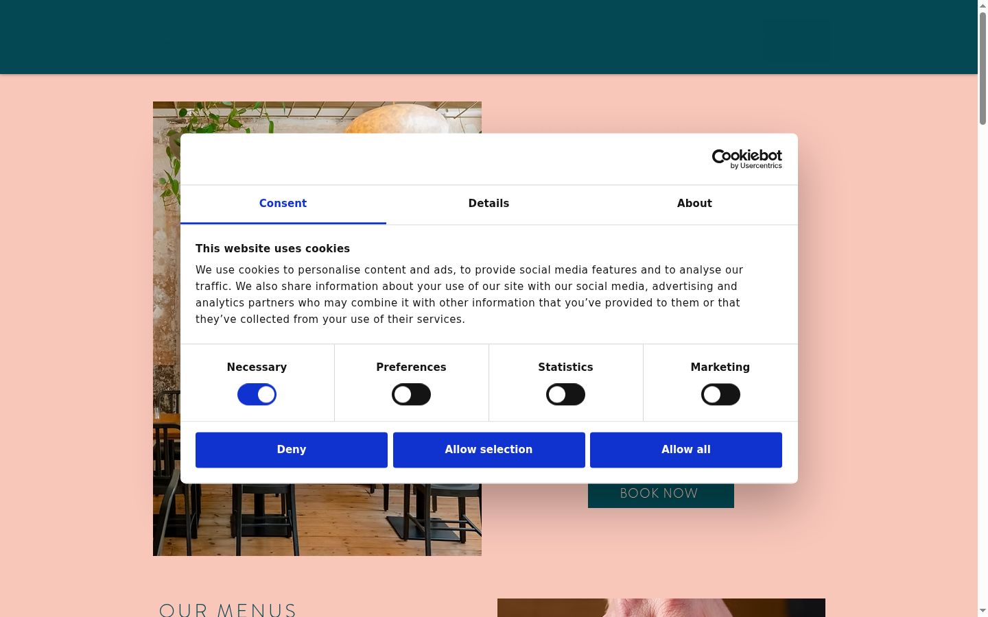 Screenshot of the consent banner shown before any interaction