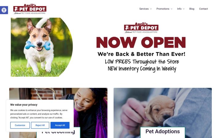 Screenshot of aprilspetdepot.com