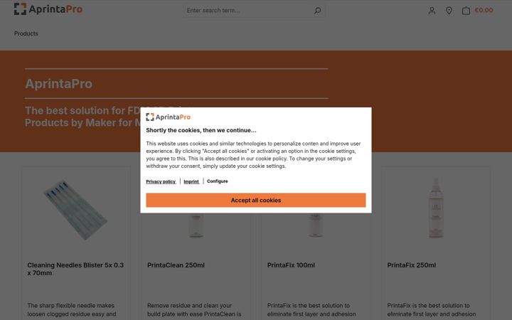 Ekrano kopija aprintapro.com