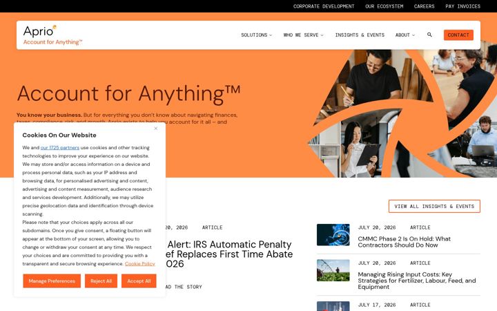 Screenshot of aprio.com