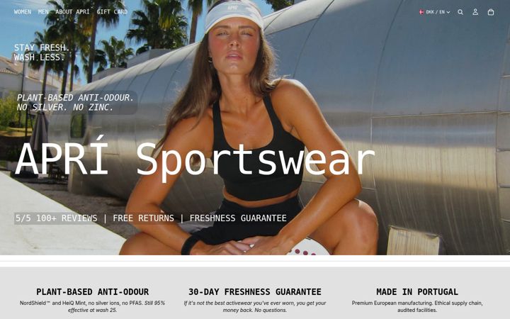 Screenshot of aprisportswear.com