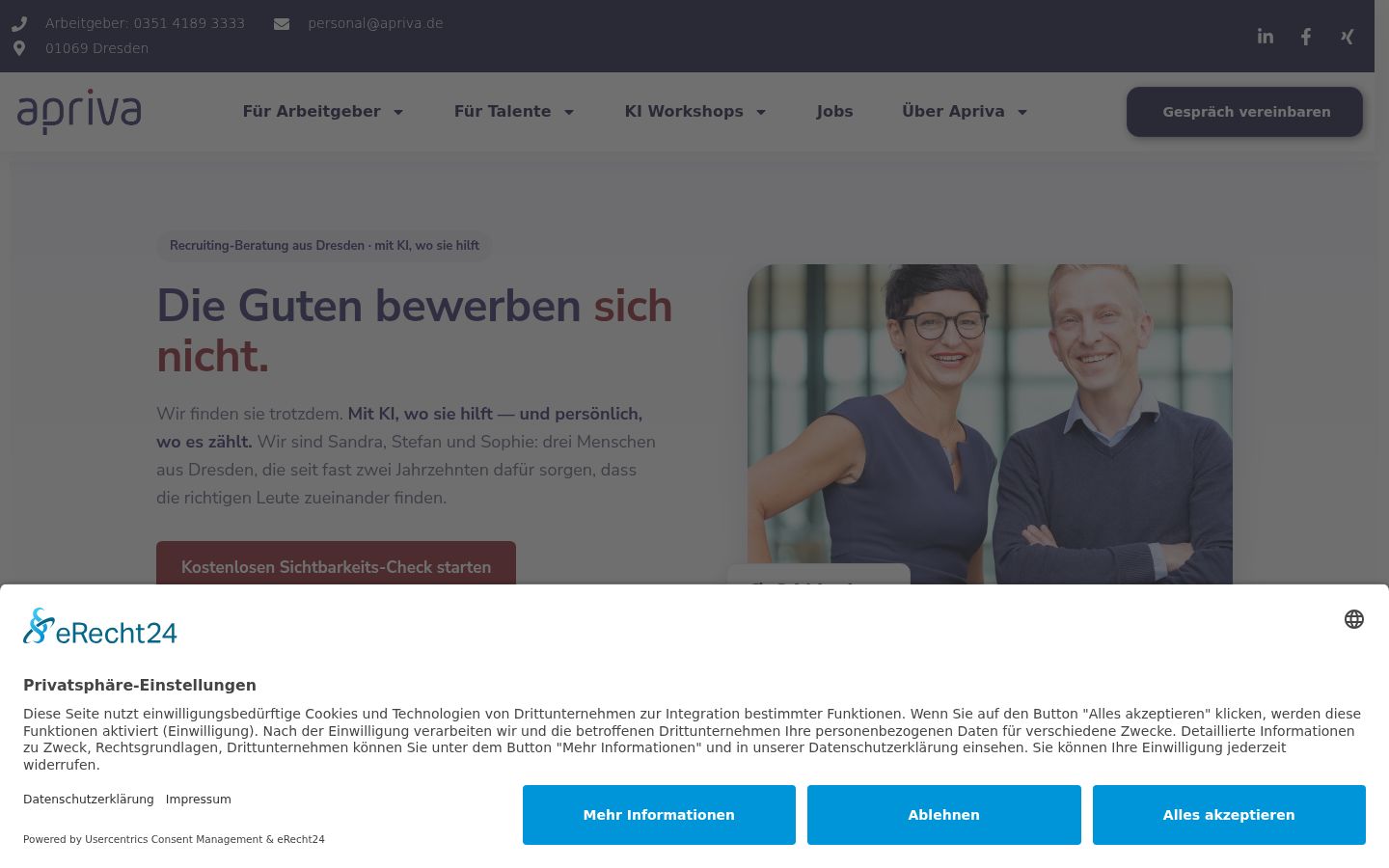 Screenshot del banner di consenso mostrato prima di qualsiasi interazione