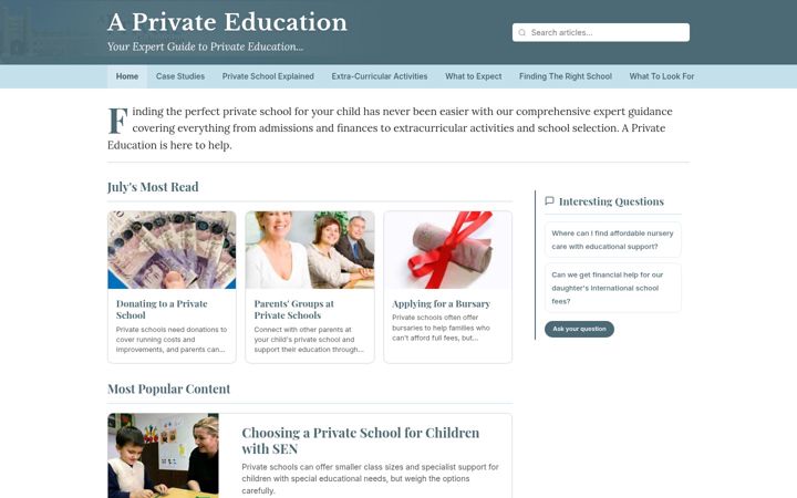 Skærmbillede af aprivateeducation.co.uk