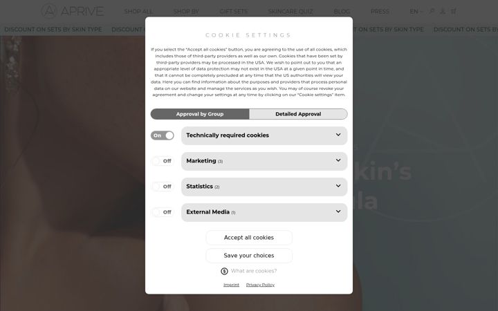 Screenshot of aprive-cosmetics.com