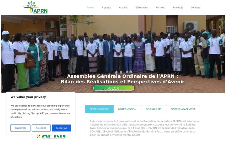 Screenshot of aprn.bf