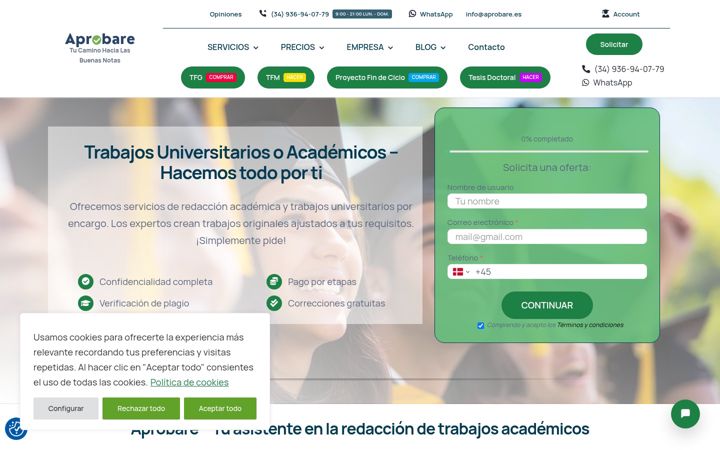 Screenshot of aprobare.es