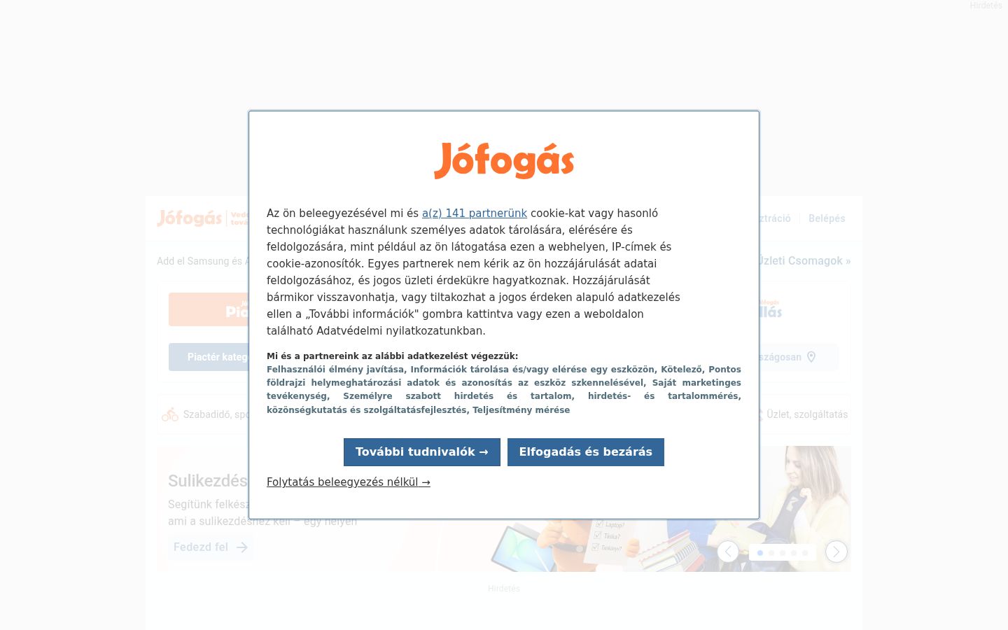 Screenshot tal-banner tal-kunsens muri qabel kwalunkwe interazzjoni