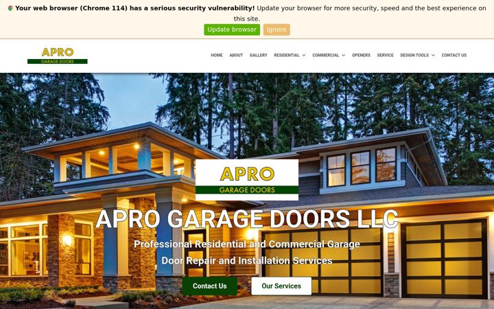 Screenshot of aprogaragedoors.com