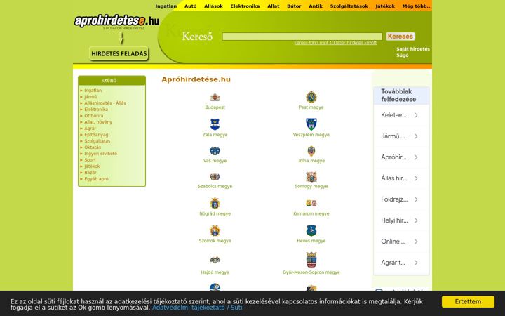 Screenshot of aprohirdetese.hu