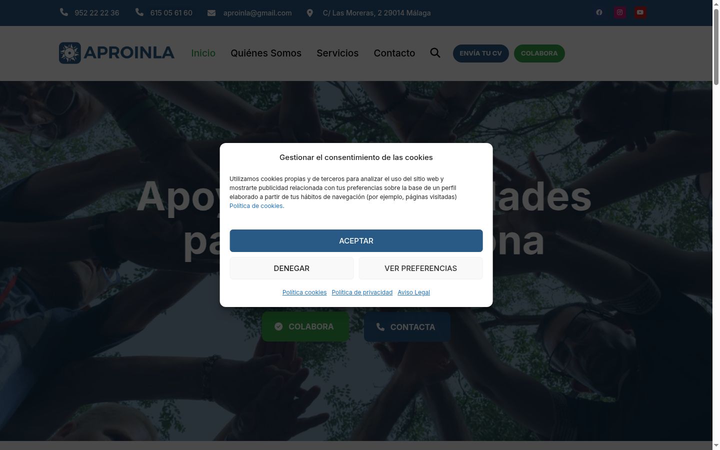 Capture d'écran de la bannière de consentement affichée avant toute interaction