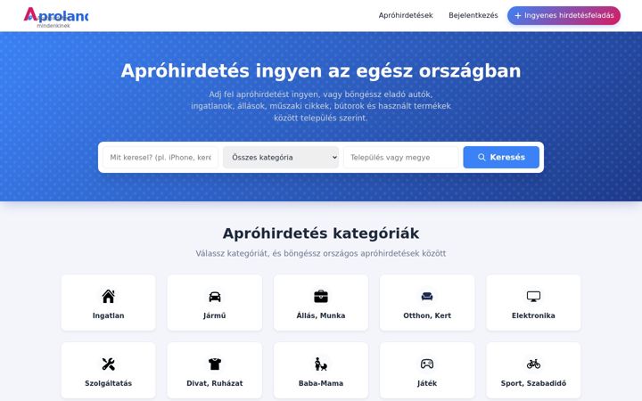 Screenshot of aproland.hu