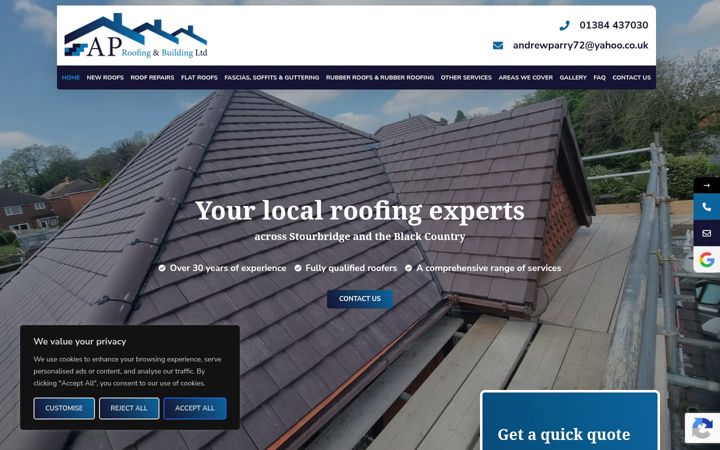 Screenshot of aproofingandbuilding.co.uk