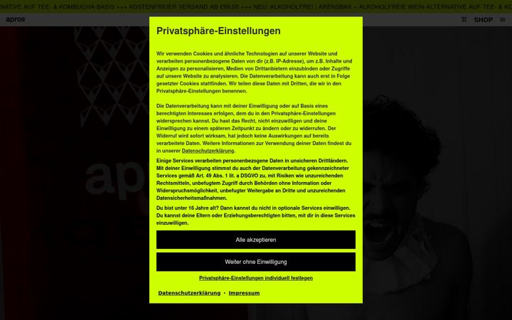 Screenshot von apros.com